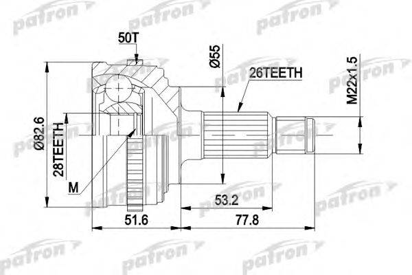 Шарнирный комплект, приводной вал PATRON PCV1301