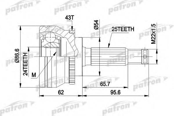 Шарнирный комплект, приводной вал PATRON PCV1331