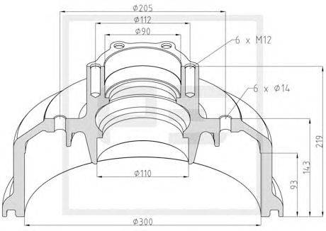 Тормозной барабан PE Automotive 016.507-00A
