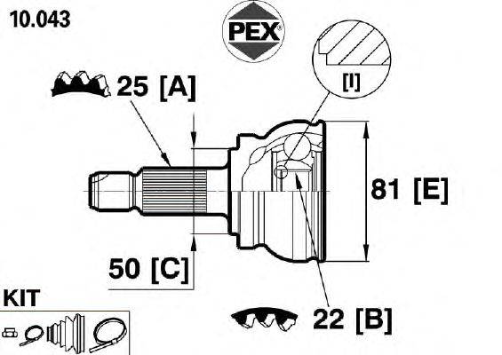 Шарнир, приводной вал PEX 10.043