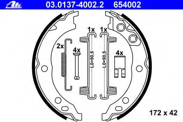 Комплект тормозных колодок, стояночная тормозная система ATE 03.0137-4002.2