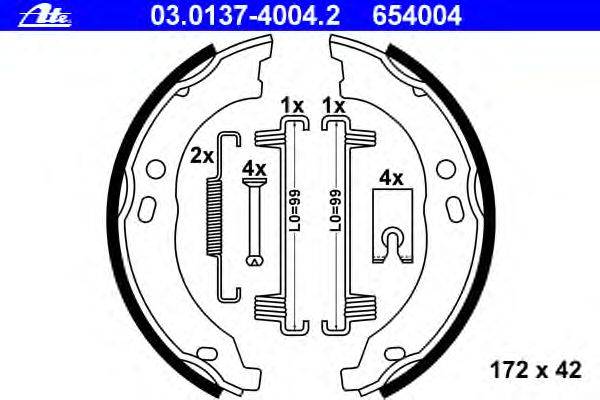 Комплект тормозных колодок, стояночная тормозная система ATE 03.0137-4004.2