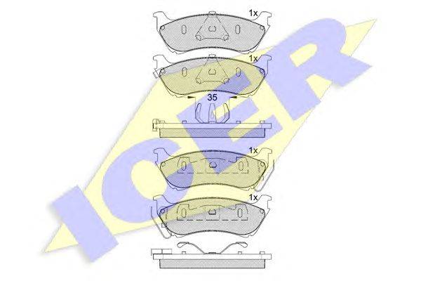 Комплект тормозных колодок, дисковый тормоз ICER 21896