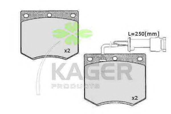 Комплект тормозных колодок, дисковый тормоз KAGER 350383