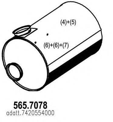 Средний / конечный глушитель ОГ ASSO 565.7078