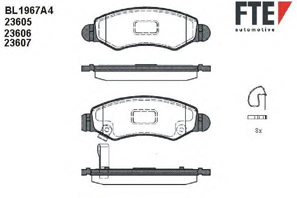 Комплект тормозных колодок, дисковый тормоз FTE BL1967A4
