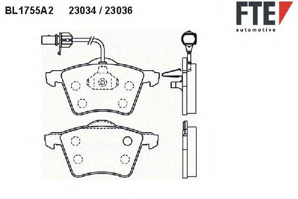 Комплект тормозных колодок, дисковый тормоз FTE BL1755A2