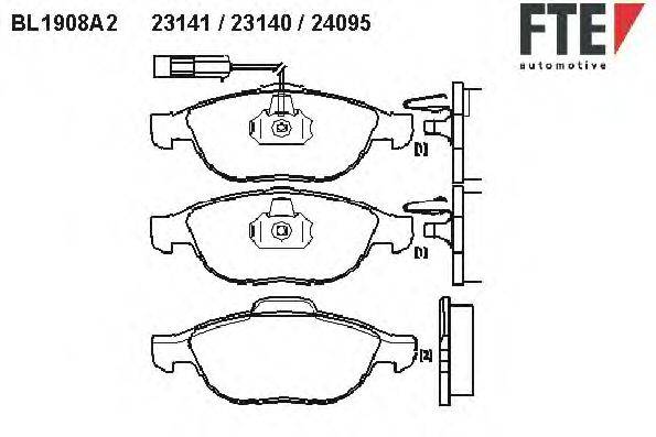 Комплект тормозных колодок, дисковый тормоз FTE 24095