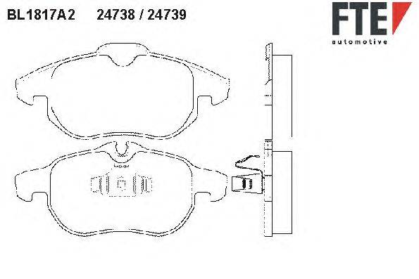 Комплект тормозных колодок, дисковый тормоз FTE BL1817A2