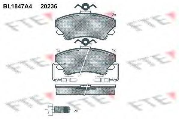 Комплект тормозных колодок, дисковый тормоз FTE 20238