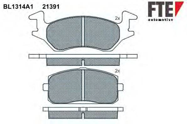 Комплект тормозных колодок, дисковый тормоз FTE 21392