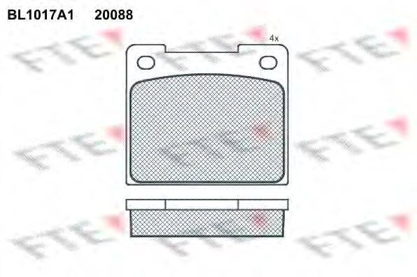 Комплект тормозных колодок, дисковый тормоз FTE BL1017A1