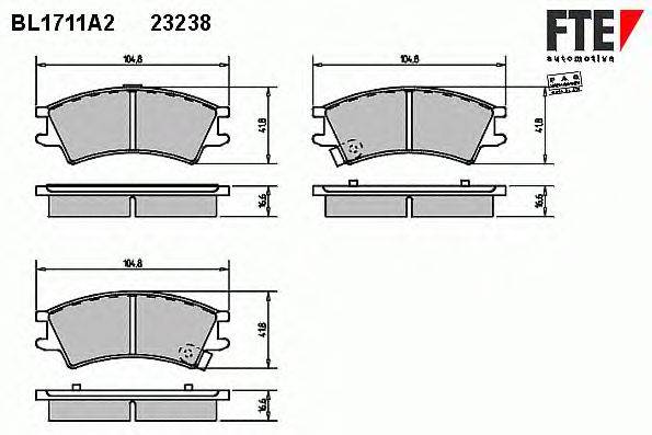 Комплект тормозных колодок, дисковый тормоз FTE 23238