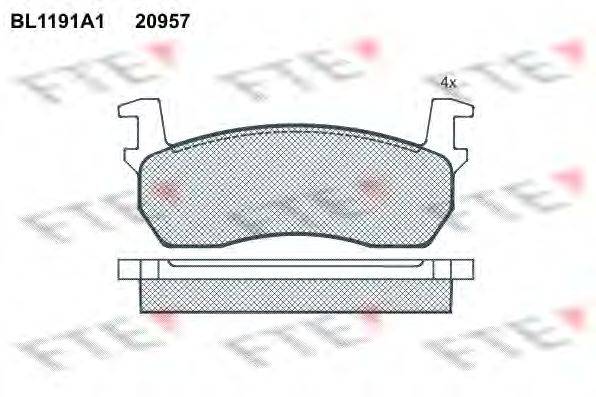 Комплект тормозных колодок, дисковый тормоз FTE 20957