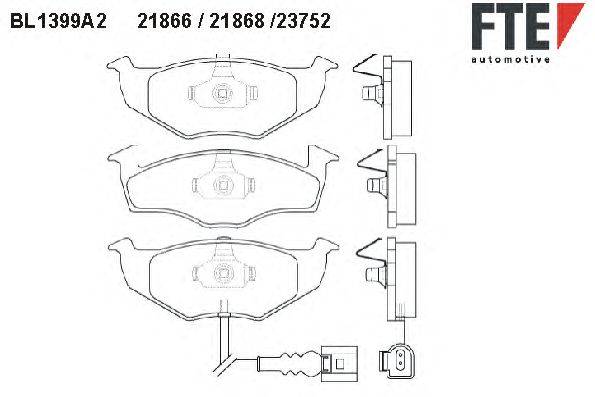 Комплект тормозных колодок, дисковый тормоз FTE BL1399A2