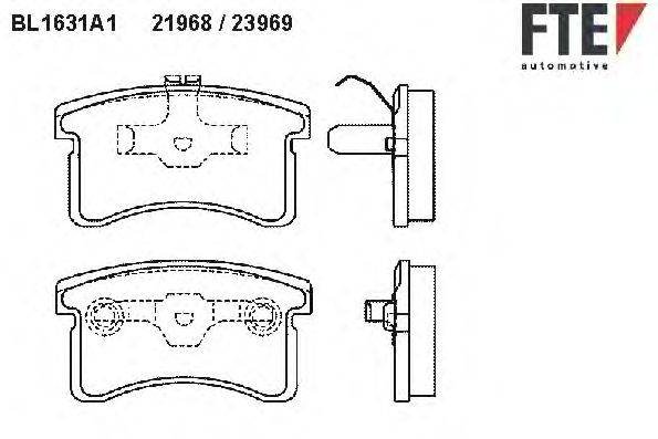 Комплект тормозных колодок, дисковый тормоз FTE 21968