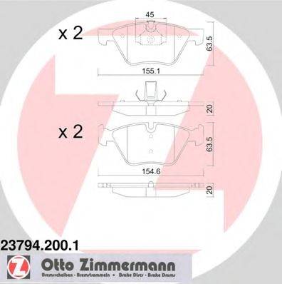 Комплект тормозных колодок, дисковый тормоз ZIMMERMANN 237942001