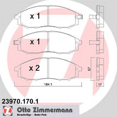 Комплект тормозных колодок, дисковый тормоз ZIMMERMANN 23970