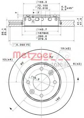Тормозной диск METZGER 25025
