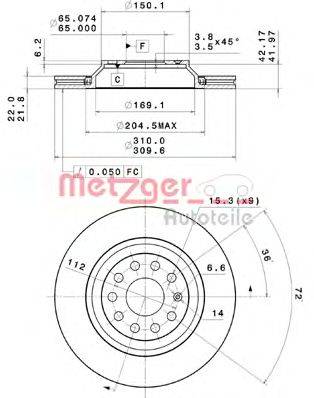 Тормозной диск METZGER 25084