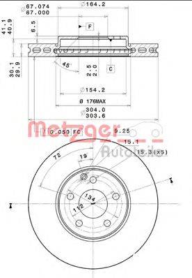 Тормозной диск METZGER 25129
