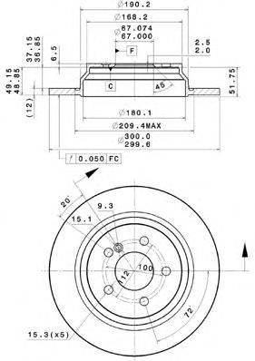 Тормозной диск METZGER 14970 V