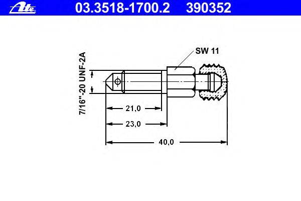 Болт воздушного клапана / вентиль ATE 390352
