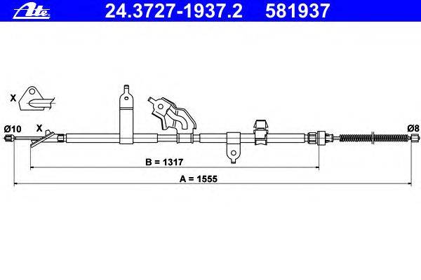 Трос, стояночная тормозная система ATE 24.3727-1937.2