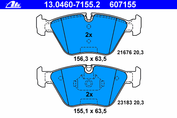 Комплект тормозных колодок, дисковый тормоз ATE 23183