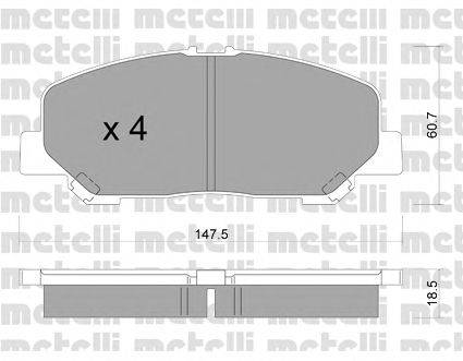 Комплект тормозных колодок, дисковый тормоз METELLI 22-0905-0