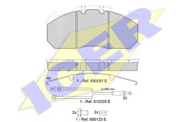 Комплект тормозных колодок, дисковый тормоз ICER 151405-120