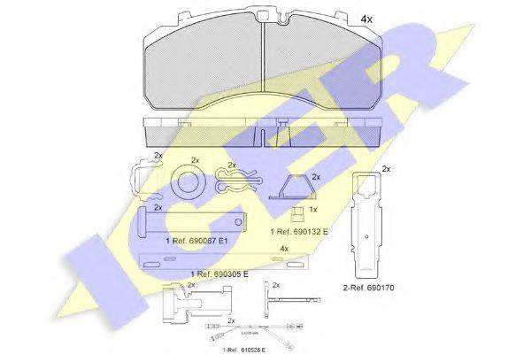 Комплект тормозных колодок, дисковый тормоз ICER 152091113