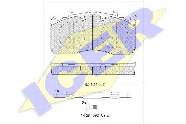 Комплект тормозных колодок, дисковый тормоз ICER 152122066