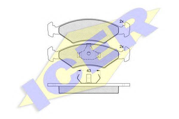 Комплект тормозных колодок, дисковый тормоз ICER 20753