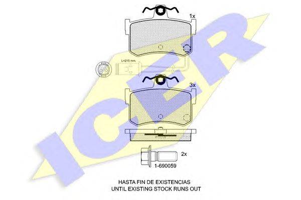 Комплект тормозных колодок, дисковый тормоз ICER 20087