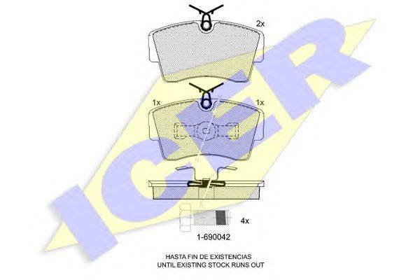Комплект тормозных колодок, дисковый тормоз ICER 180815