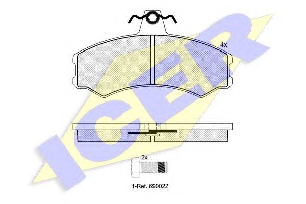 Комплект тормозных колодок, дисковый тормоз ICER 181890