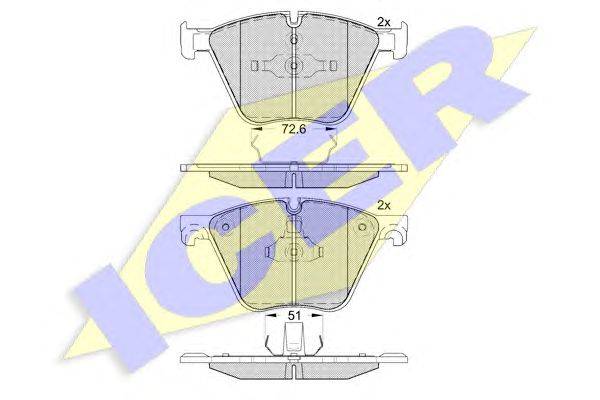 Комплект тормозных колодок, дисковый тормоз ICER 25675