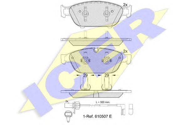 Комплект тормозных колодок, дисковый тормоз ICER 25158