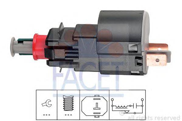 Выключатель фонаря сигнала торможения; Выключатель, привод сцепления (Tempomat) FACET 71162