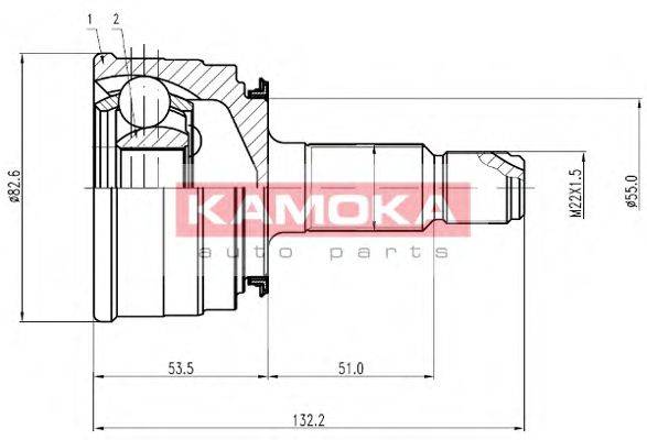 Шарнирный комплект, приводной вал KAMOKA 6748