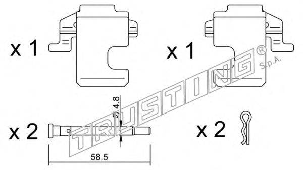 Комплектующие, колодки дискового тормоза TRUSTING KIT.066