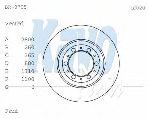 Тормозной диск KAVO PARTS BR3705