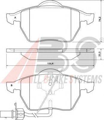 Комплект тормозных колодок, дисковый тормоз A.B.S. P85085