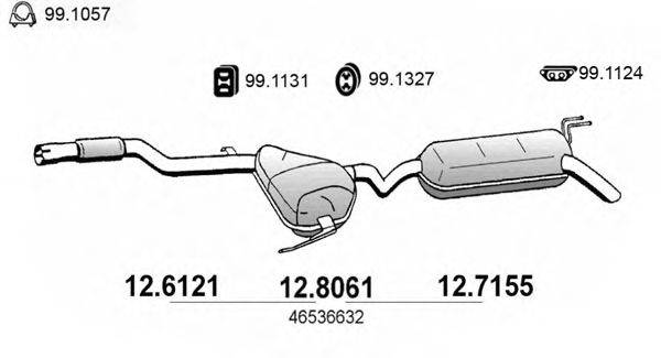 Средний глушитель выхлопных газов ASSO 126121