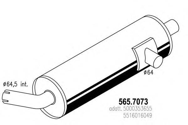 Средний / конечный глушитель ОГ ASSO 565.7073