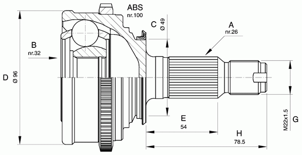 Шарнирный комплект, приводной вал OPEN PARTS CVJ5244.10