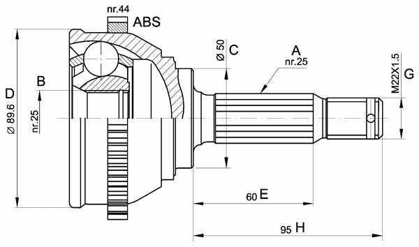 Шарнирный комплект, приводной вал OPEN PARTS CVJ5357.10