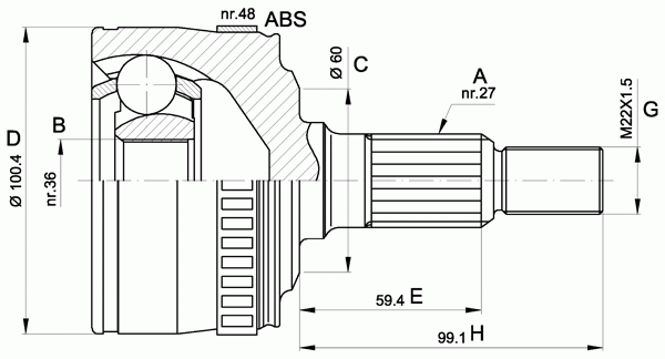 Шарнирный комплект, приводной вал OPEN PARTS CVJ5360.10