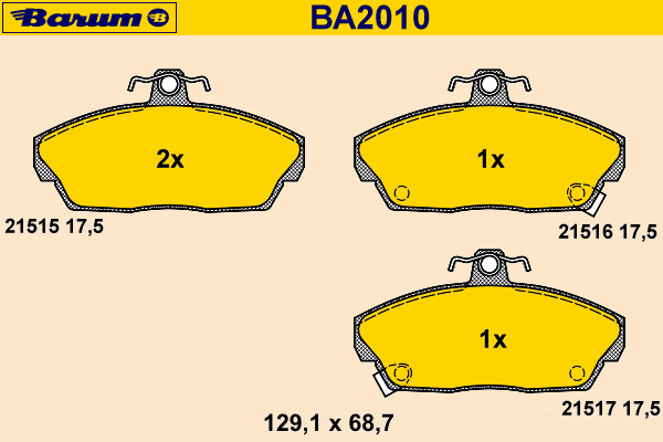 Комплект тормозных колодок, дисковый тормоз BARUM 21517